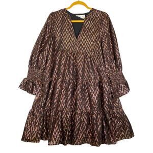 Tuckernuck Pomander Place Copper Metallic Kenzo Relaxed VNeck Size Med Dress